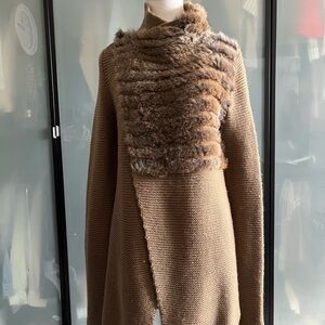 RUDSAK Tan Cowl Neck Sweater with Fur